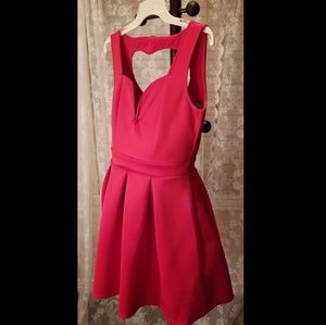 Red open back dress